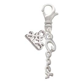 Delight Jewelry Silvertone Small Coach Script - Silver-tone Clip on Charm with Mini Year 2025