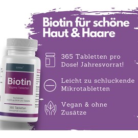 Biotin 10,000 µg – High-Dose for Hair, Skin & Nails – 365 Tablets, German Premium Quality