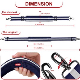 ZINZ Shoulder Strap - 59 Inch Universal Heavy-duty Adjustable Strap with Ultra-thick Fixed Breathable Pad for Laptop, Crossbody, Gym, Camera Bag and More - Stripe-BuWBu