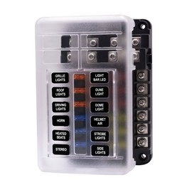 BlueFire 12 Way Blade Fuse Box Fuse Box Holder Standard Circuit Fuse Holder Box Block with LED Light Indication & Protection Cover for Car Boat Marine Trike Car Truck Vehicle SUV Yacht RV