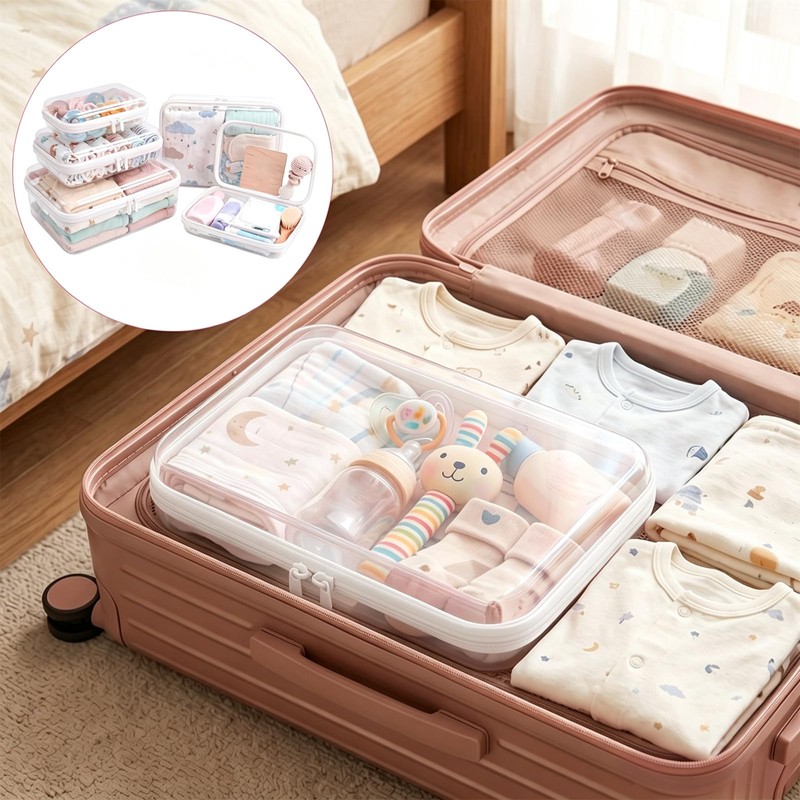 Clear Diaper Bag Organizer Pouches, Hard Shell Zipper Case for
