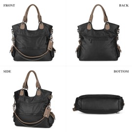 Leather Ladies Bags Washed Vegan Leather bags for Women Large Capacity Multiple Pockets Cross Body Shoulder bags,Tote Purse