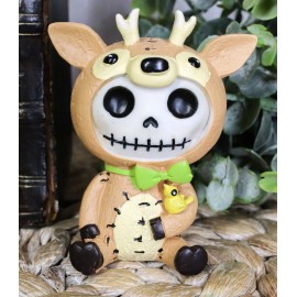 Ebros Furrybones John The Reindeer Skeleton Figurine 2.75"H Christmas Decor