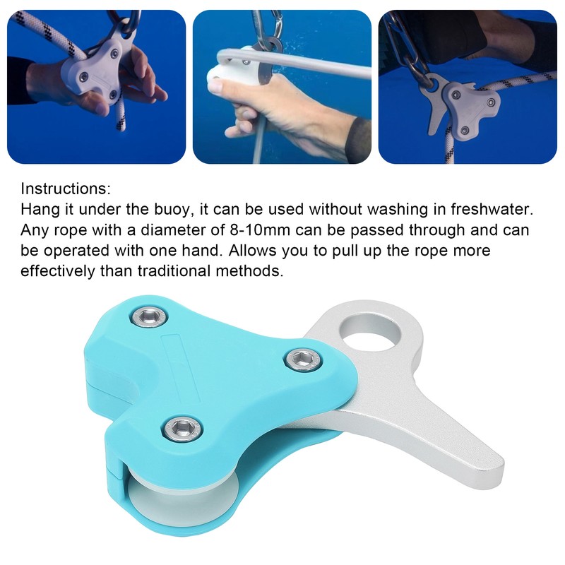 Aluminum Alloy Pulley Scuba Free Diving Buoy Metal Rope Retractor