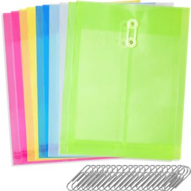 10 pcs Plastic File Folders Transparent A4 Paper Size 20 pcs Paper Clip Waterproof File Envelopes for School Home Work Office Organization5 Assorted Colors Clear Document Folder Colored File Folders