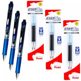 Pentel EnerGel 0.7 RTX Liquid Gel Ink Pens With Refills, Blue Ink, BL77-C