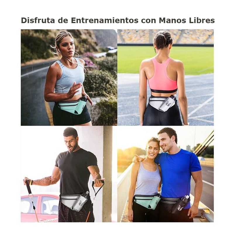 MOSU Riñonera para Correr, Cinturón de Hidratación Impermeable con Portabotellas,