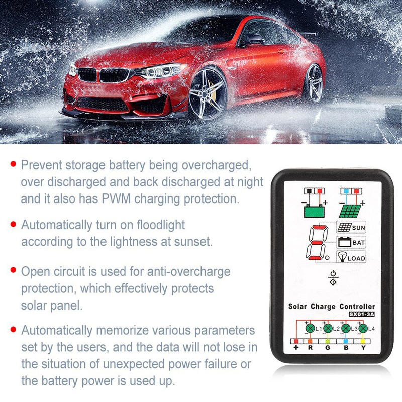 6V 12V PWM Solar Charge Controller Support for Lithium and