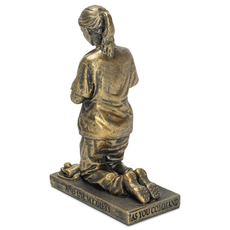 Praying Nurse Resin Stone Tabletop Sculpture - Stands 5.5" Tall