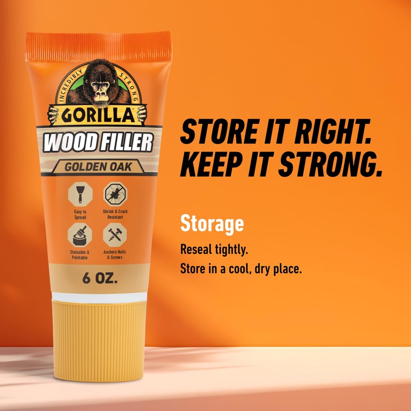 Gorilla All Purpose Wood Filler, Golden Oak Color, 6 Ounce