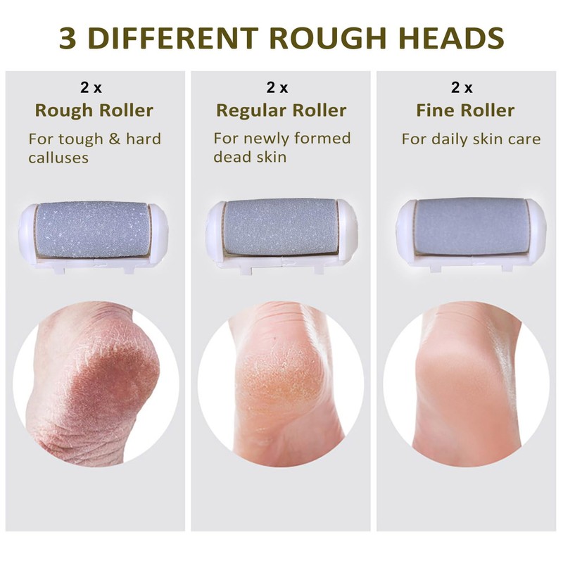 Electric Callus Remover Replacement Heads - 6 Pack Replacement Roller