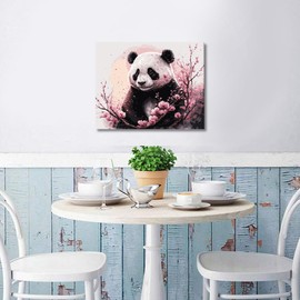 Panda DIY Paint by Numbers Animal Modern for Kids & Adults - Beginner Artwork - Colorful Paints for Living Room Wall Decor - 16x20 in