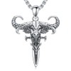PELOVNY Bull Necklace 925 Sterling Silver Bull Sword Pendant Bull
