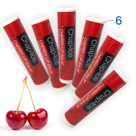 Chap-Ice Cherry Flavored Lip Balm with SPF 4 – Soothing, Nourishing Lip Care – 6 Tubes – Ideal for Weddings, Favors, and Daily Use