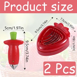 2 Pack Strawberry Huller, Strawberry Tool, Stainless Steel Core Pit Remover with Polypropylene Handle, Perfect for Cutting Strawberry Petiole and Slicing