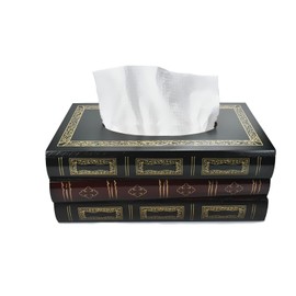 Elegant Wooden Antique Book Tissue Box Cover - Handcrafted Retro Napkin Holder Dispenser for Home Decor, Bathroom, Office, Car, Kitchen (Dark Green Brown)