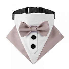 Formal Dog Tuxedo Bandana, Wedding Party Dog Wedding Bandana Collar, Adjustable Wedding Collar with Bow Tie and Collar for Dogs and Cats