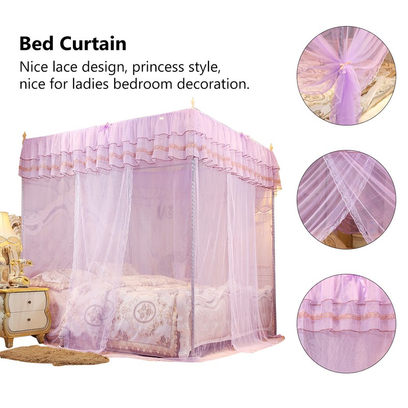 Luxury Princess Four Corner Post Bed Curtain Canopy Netting Mosquito