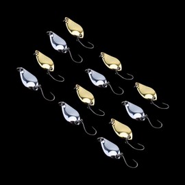 Feliz día de la compra: 12 señuelos de pesca duros de metal, cucharas de pesca, cebos duros de metal, señuelos de pesca, con gancho de acero de alto carbono, apto para lubinas y truchas en agua salada y agua dulce