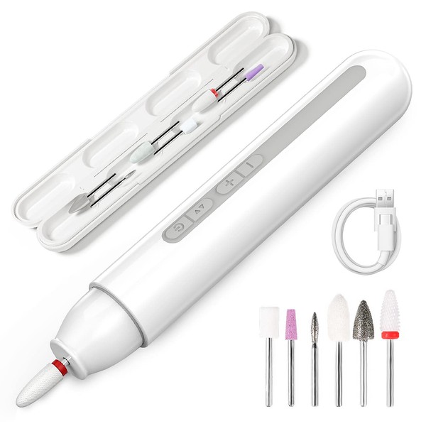 Rechargeable Nail Drill Machine: Electric Nail File Kit for Acrylic Nails - Cordless Efile Manicure Pedicure Set for Women Home and Salon Use