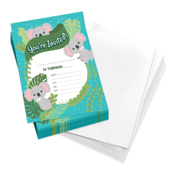 Koala Design 2 Happy Birthday Invitations Invite Cards (25 Count)