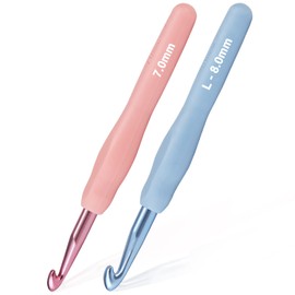 YOJOB 2Pack Size 7.0mm, L / 8.0mm Crochet Hooks, Super Smooth & Ergonomic for Beginner and Advanced (7.0mm, 8.0mm)