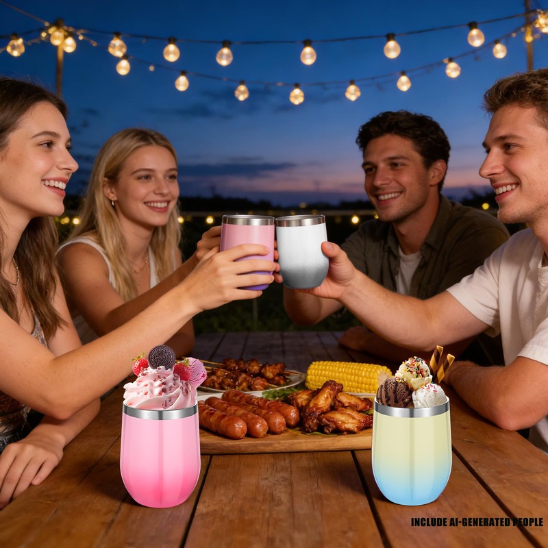 12 oz Sublimation Wine Tumblers Blanks, 4 Pack Double Wall