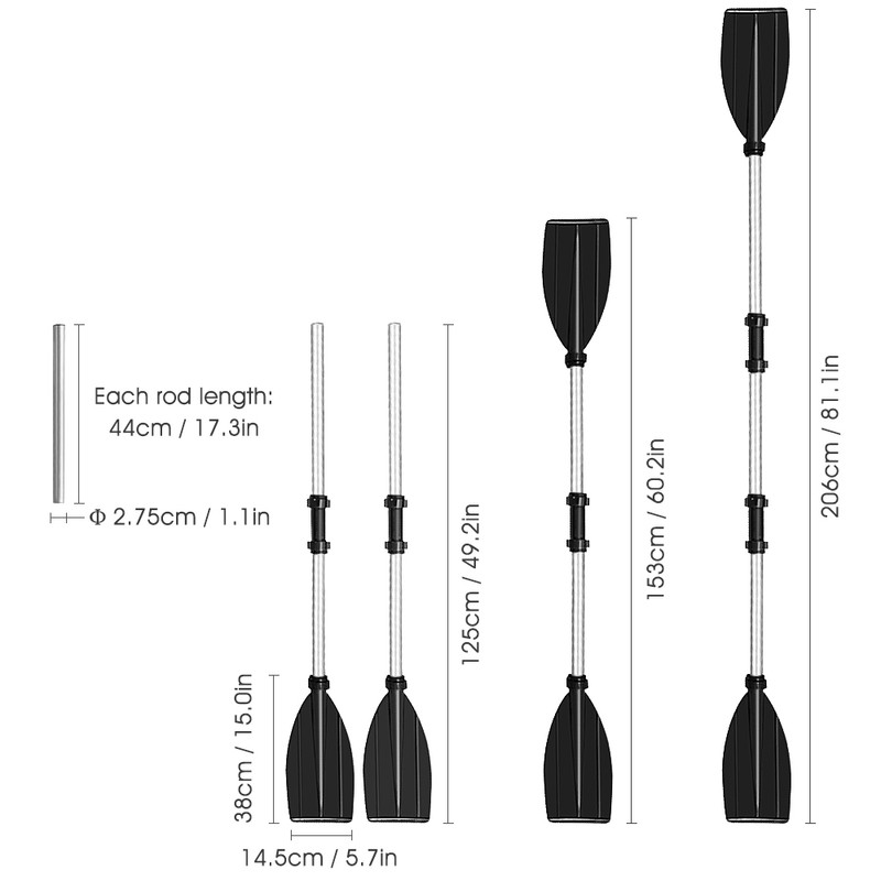 125cm Kayak Paddles Aluminum Magnesium Alloy Lightweight Paddles Detachable Kayaking