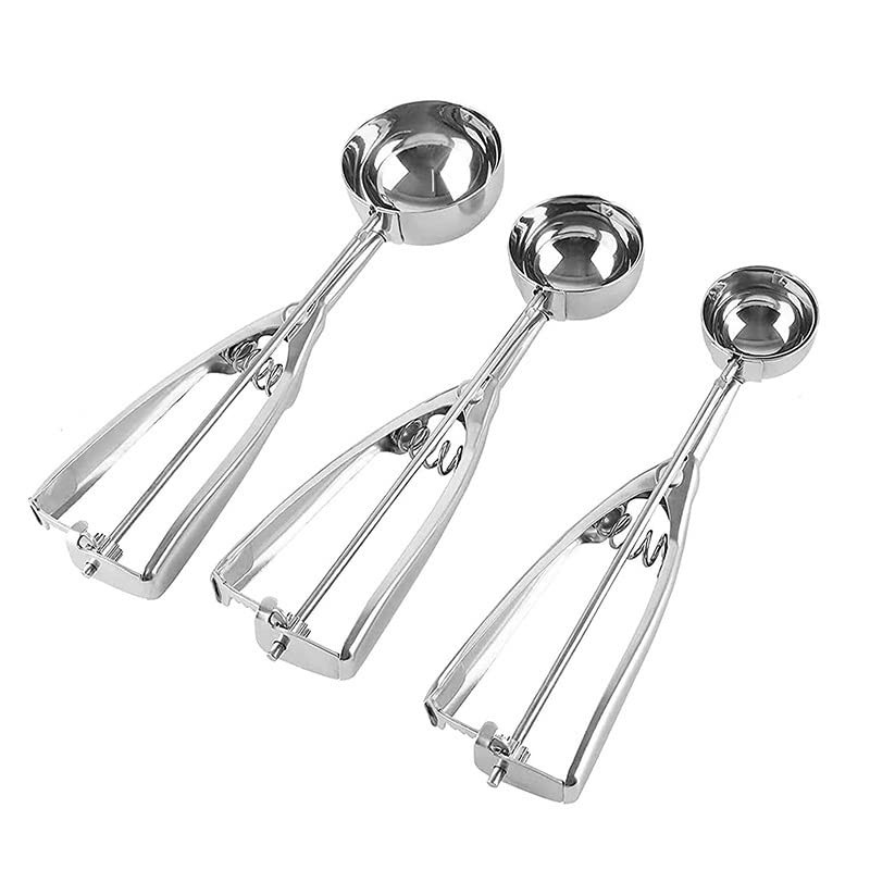 3-Piece Stainless Steel Ice Cream Scoop Set – Heavy Duty
