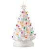 Casafield Hand Painted Ceramic Christmas Tree, White 15-Inch Pre-Lit Tree