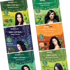 Ancientveda Natural Hair Powders | Non-GMO & Gluten Free | 100% Antioxidants Organic Hair Growth Treatment | Reduce the Appearance Hair Cleansing | Wrinkles | Chemical Free - Aritha Powder