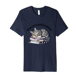 Read, Nap, Repeat – Funny Procrastination Cat Book Lover Gif Premium T-Shirt
