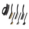 Relaxdays Wire Brush 7-Piece Set, 2 Stainless Steel, Nylon &