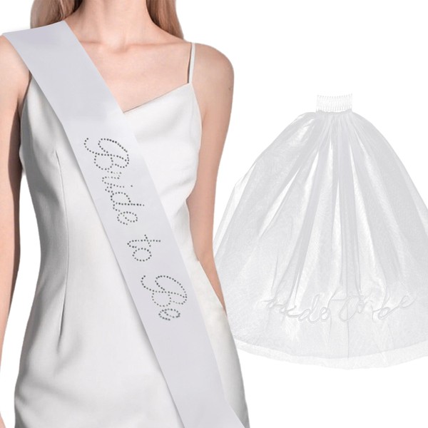 Biubumtu Bride to Be Sash and Veil Set – Embroidered