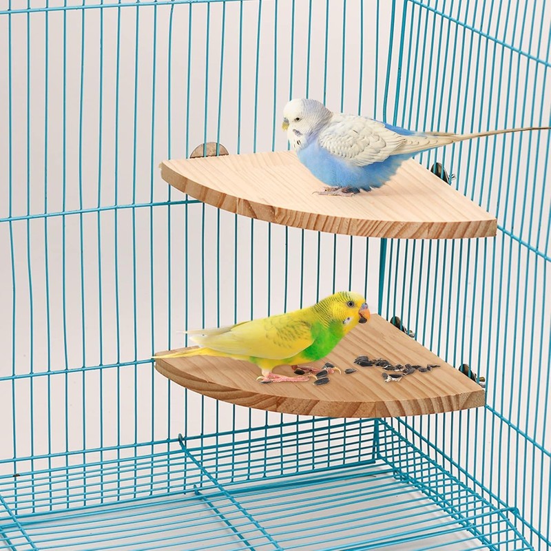 Bird Perch Platform Stand, Wood Cage Platform for Parakeet Cockatiel