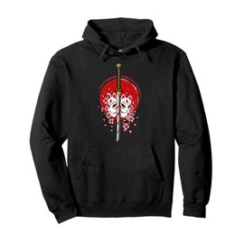 Samurai Warrior Kitsune Mask Oni Japanese Ukiyo-E Art Pullover Hoodie