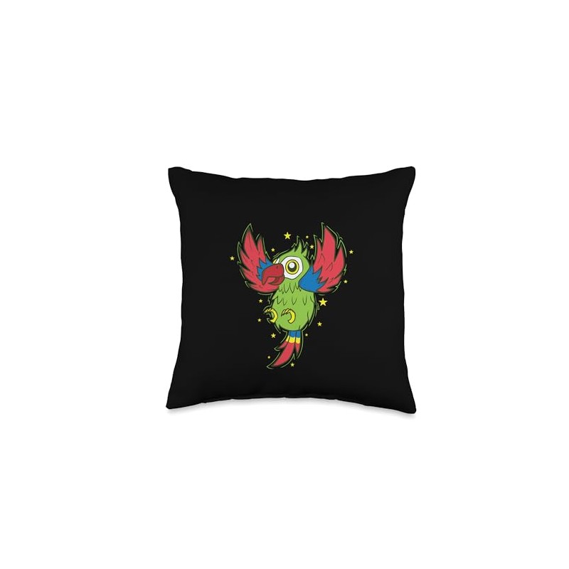 Parrot lands Bird speaking Animal Throw Pillow