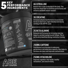 Applied Nutrition Bundle ABE Pre Workout 375g + JUG 2.5 LT Matt Black | All Black Everything Pre Workout Powder, Energy & Physical Performance with Creatine, Beta Alanine (Tropical)