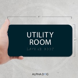 ALPHA DOG ADA SIGNS - Utility Room Sign with Braille for Your Business, 4x8 Inch, ADA Compliant, Indoor or Outdoor, Easy Installation, Made in the USA, Black