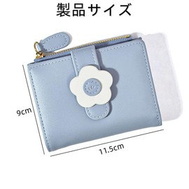 Women's Wallet, Card Holder, Coin Purse, Compact, Cute, Short, Bifold Mini Wallet, Portable, Storage, Coin Case, Folding Coin Purse, High School Students, Girls, blue