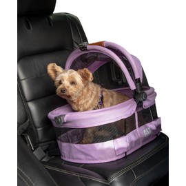 Pet Gear View 360 Ultra Lite Pet Safety Carrier & Car Seat for Small Dogs & Cats Push Button Entry, 15", Larkspur