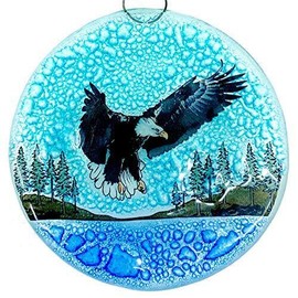 Ruth and Wilde Bald Eagle Christmas Tree Ornament - Art Glass Light Catcher