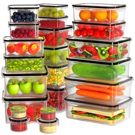 GEIKR 44 PCS Plastic Food Storage Containers with Lids Airtight, BPA-Free Leakproof Meal Prep Containers Reusable,Microwave & Dishwasher & Freezer Safe,Includes Labels & Pen