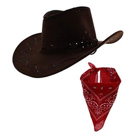 Zac's Alter Ego Fancy Dress Unisex Cowboy Hat & Bandana/Neckerchief Set