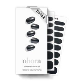 ohora Semi Cured Gel Nail Strips (N Boba Chrome) - Works with Any Nail Lamps, Salon-Quality, Long Lasting, Easy to Apply & Remove - Includes 2 Prep Pads, Nail File & Wooden Stick
