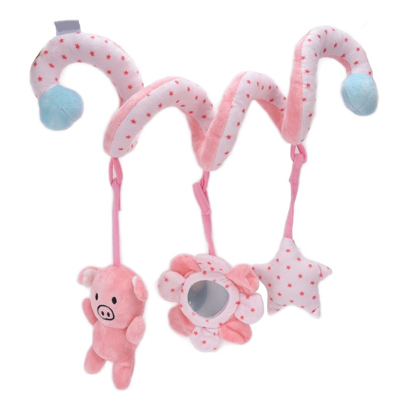 Baby Plush Animal Stroller Toys Spiral Activity Hanging Toys Ringing
