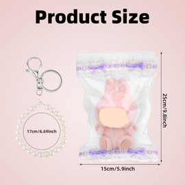 Tinoaly Clear Doll Display Bag, 5.9x9.8 Inch Portable Clear Figure Carrier Display Bag Waterproof PVC Carrying Case with Pearl Keychain Pouch for Doll Toy Collection Accessories