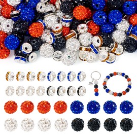 Bestewelry 80Pcs 10mm Rhinestone Beads 40Pcs 8mm Rhinestone Spacers Red Blue Sparkle Crystal Glass Disco Ball Beads for DIY Crafts Bracelet Necklace Earrings Keychain Jewelry Making
