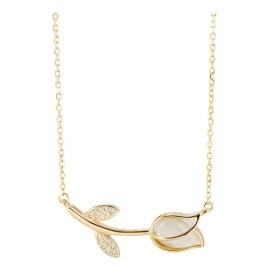 Collar Tulipán Con Colgante De Plata 925 Cristal Para Mujer