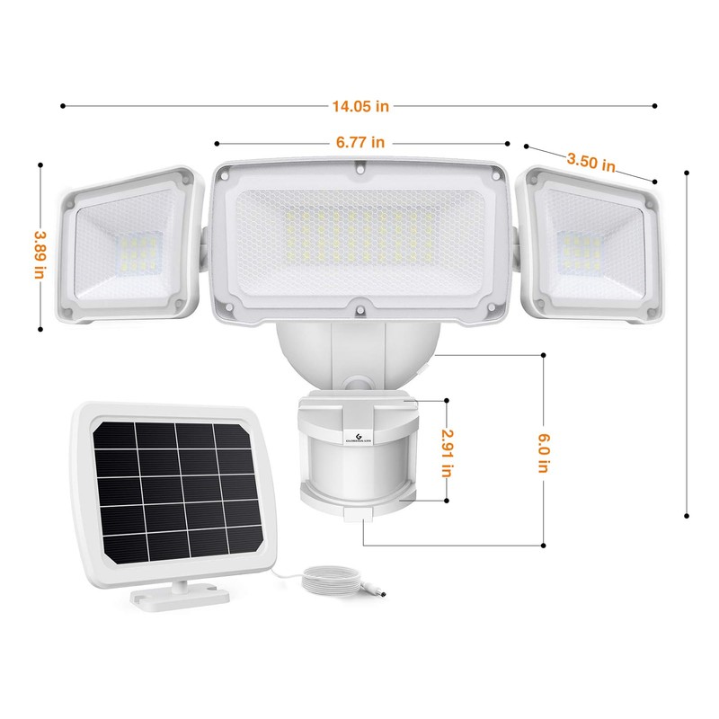 GLORIOUS-LITE Solar Security Lights 2400mAh LED Motion Sensor Light Outdoor,